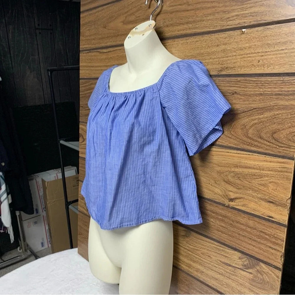 Express size small petite cropped top blue/white striped bra included - Picture 2 of 7